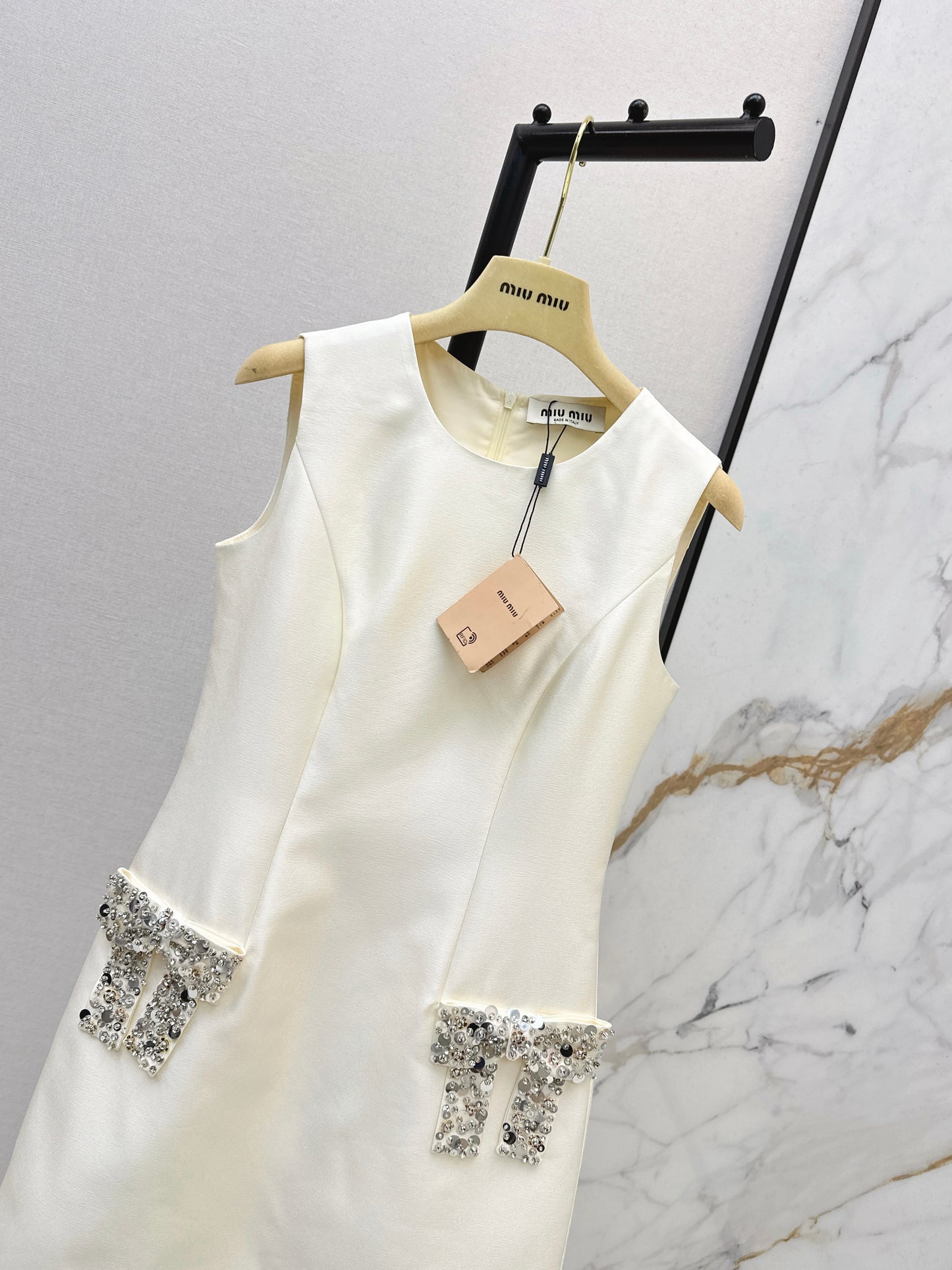 Rhinestone Bow Sleeveless Dress