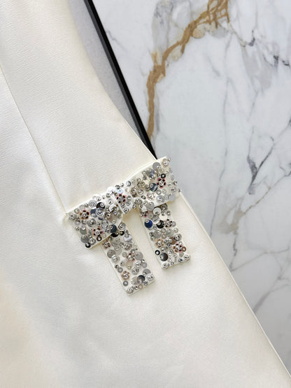 Rhinestone Bow Sleeveless Dress