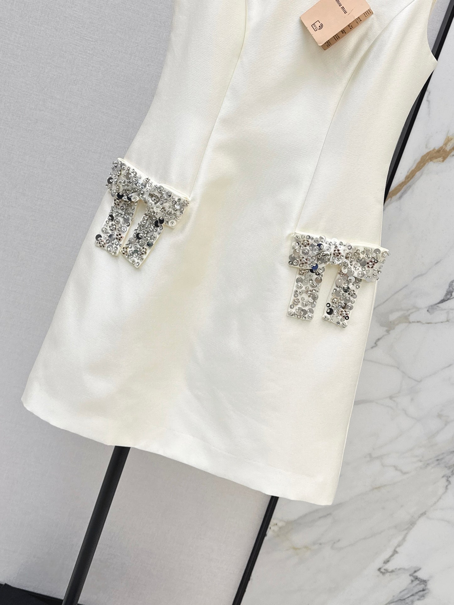 Rhinestone Bow Sleeveless Dress