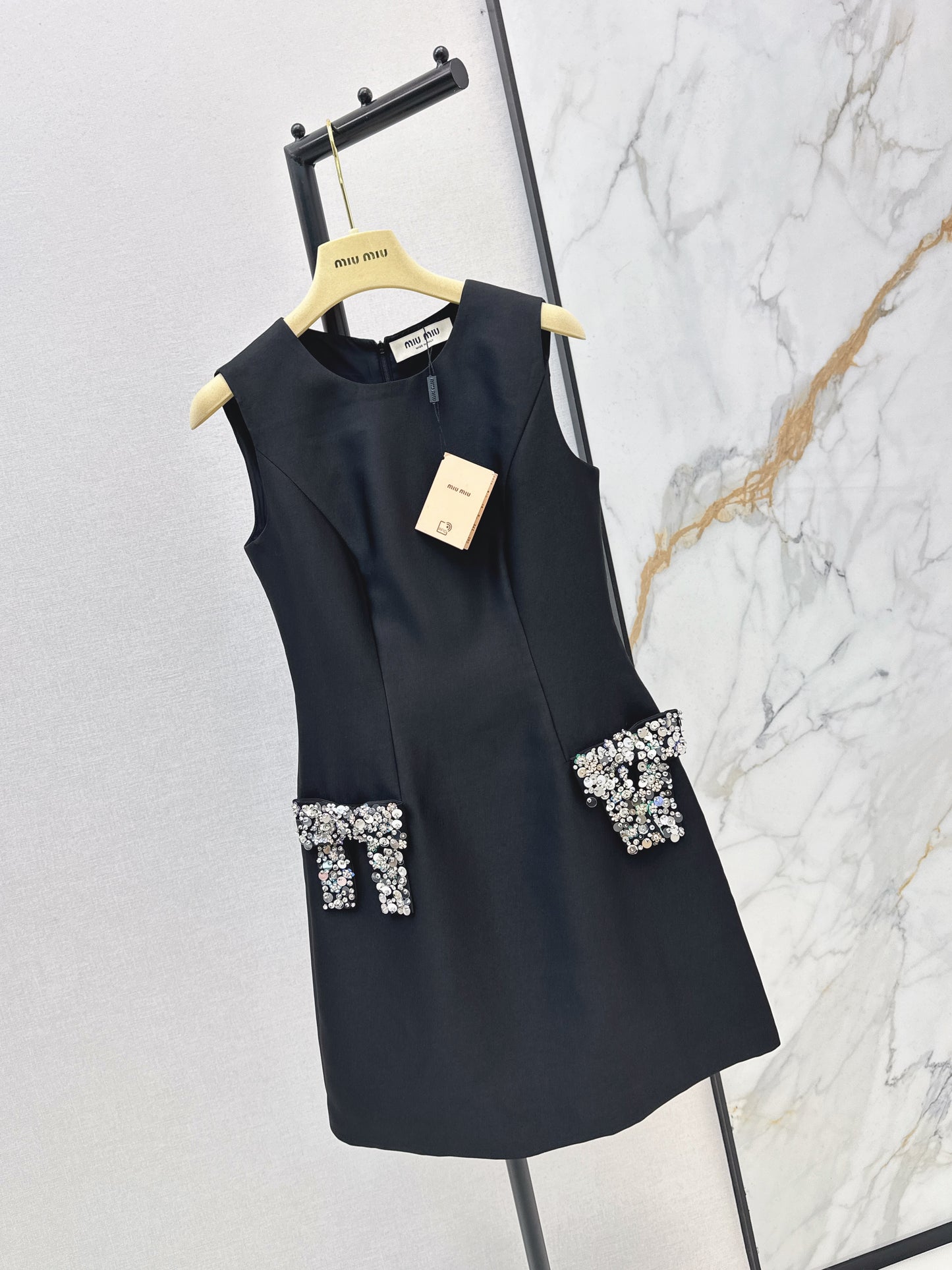 Rhinestone Bow Sleeveless Dress