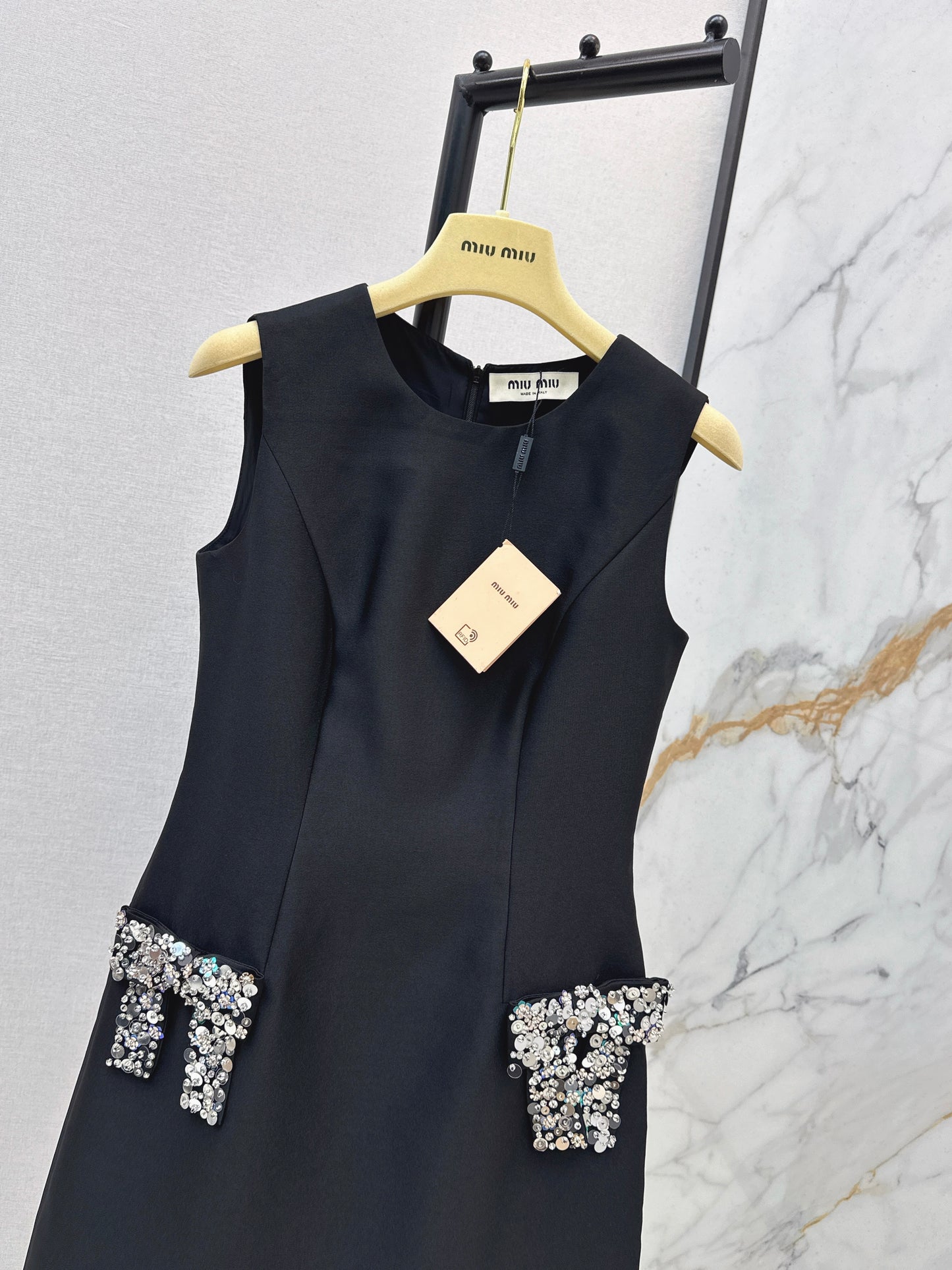 Rhinestone Bow Sleeveless Dress