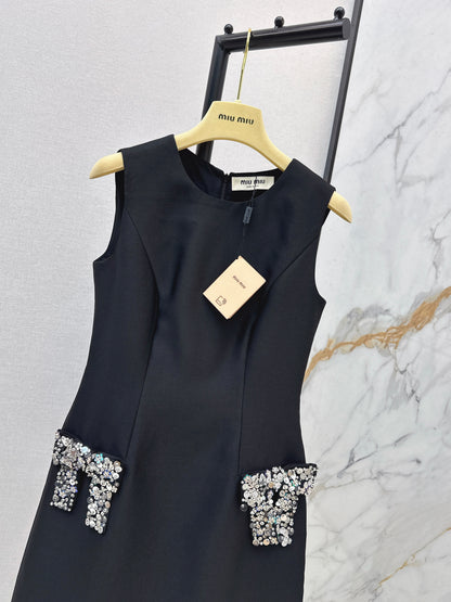 Rhinestone Bow Sleeveless Dress