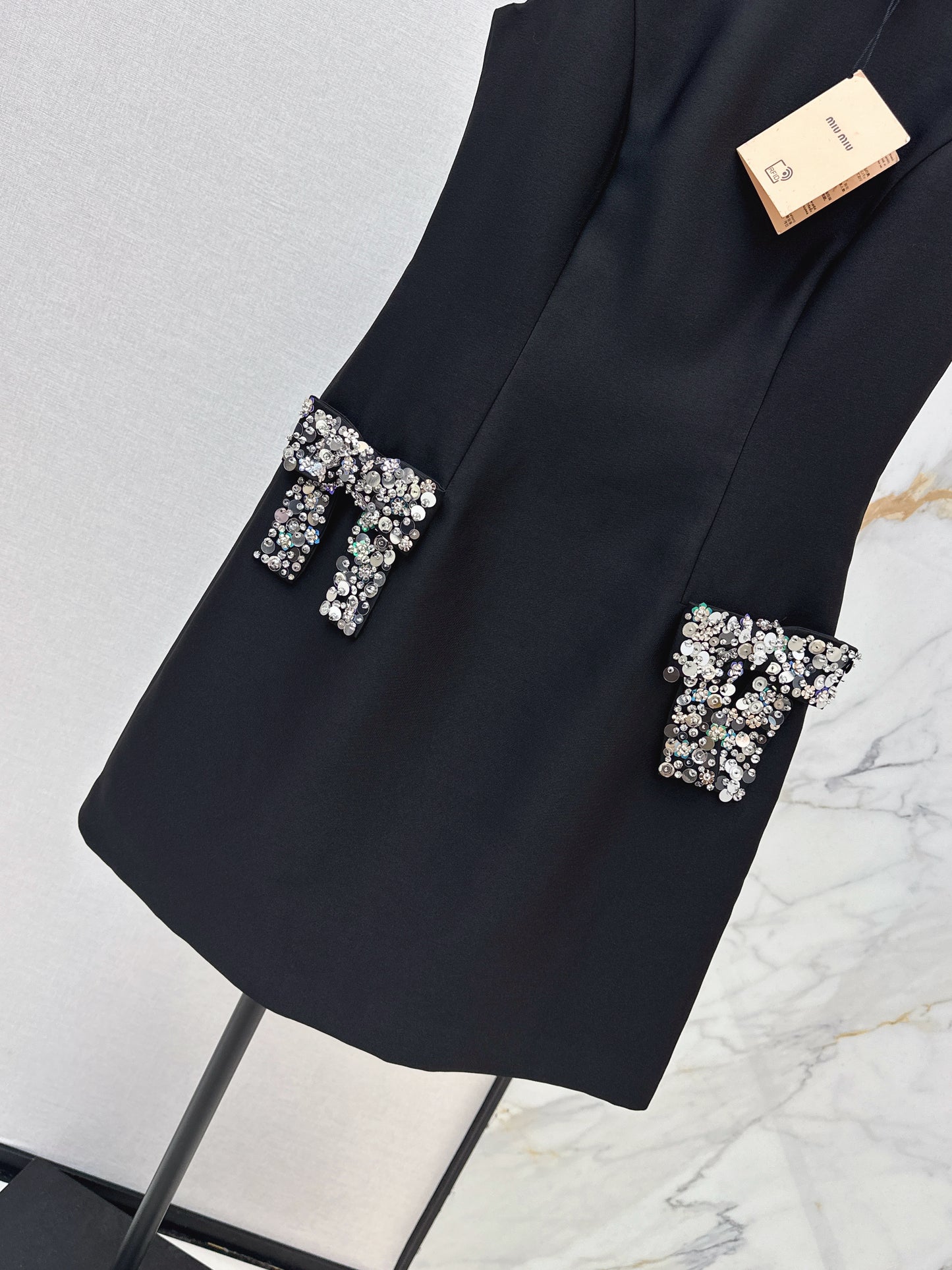 Rhinestone Bow Sleeveless Dress