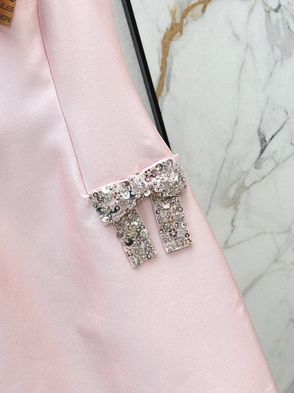 Rhinestone Bow Sleeveless Dress