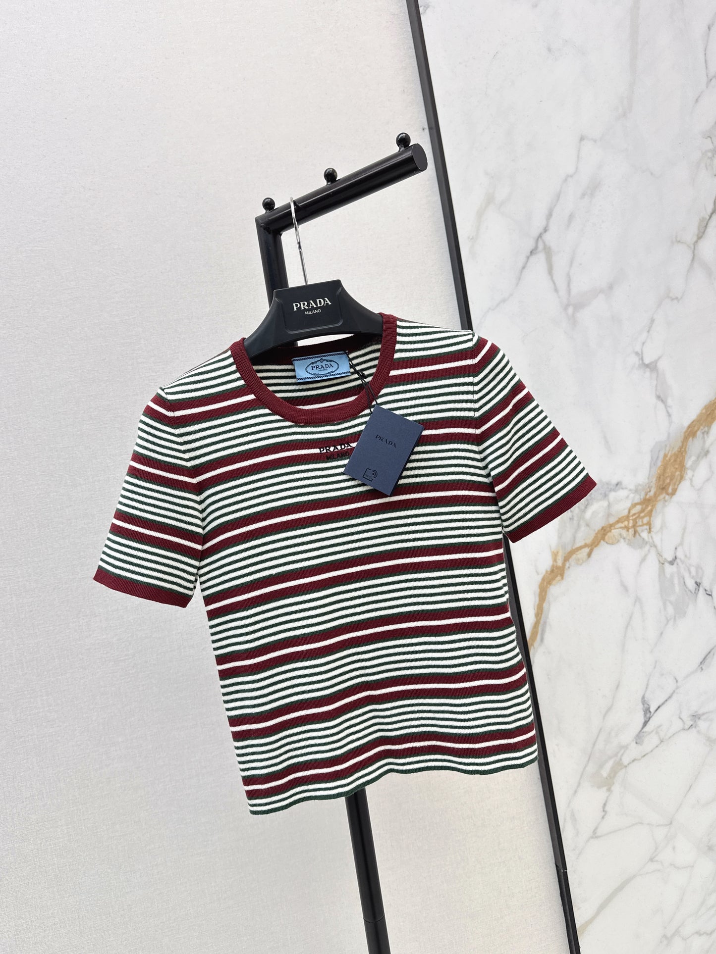 Embroidered Striped Short-Sleeve T-Shirt