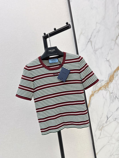 Embroidered Striped Short-Sleeve T-Shirt