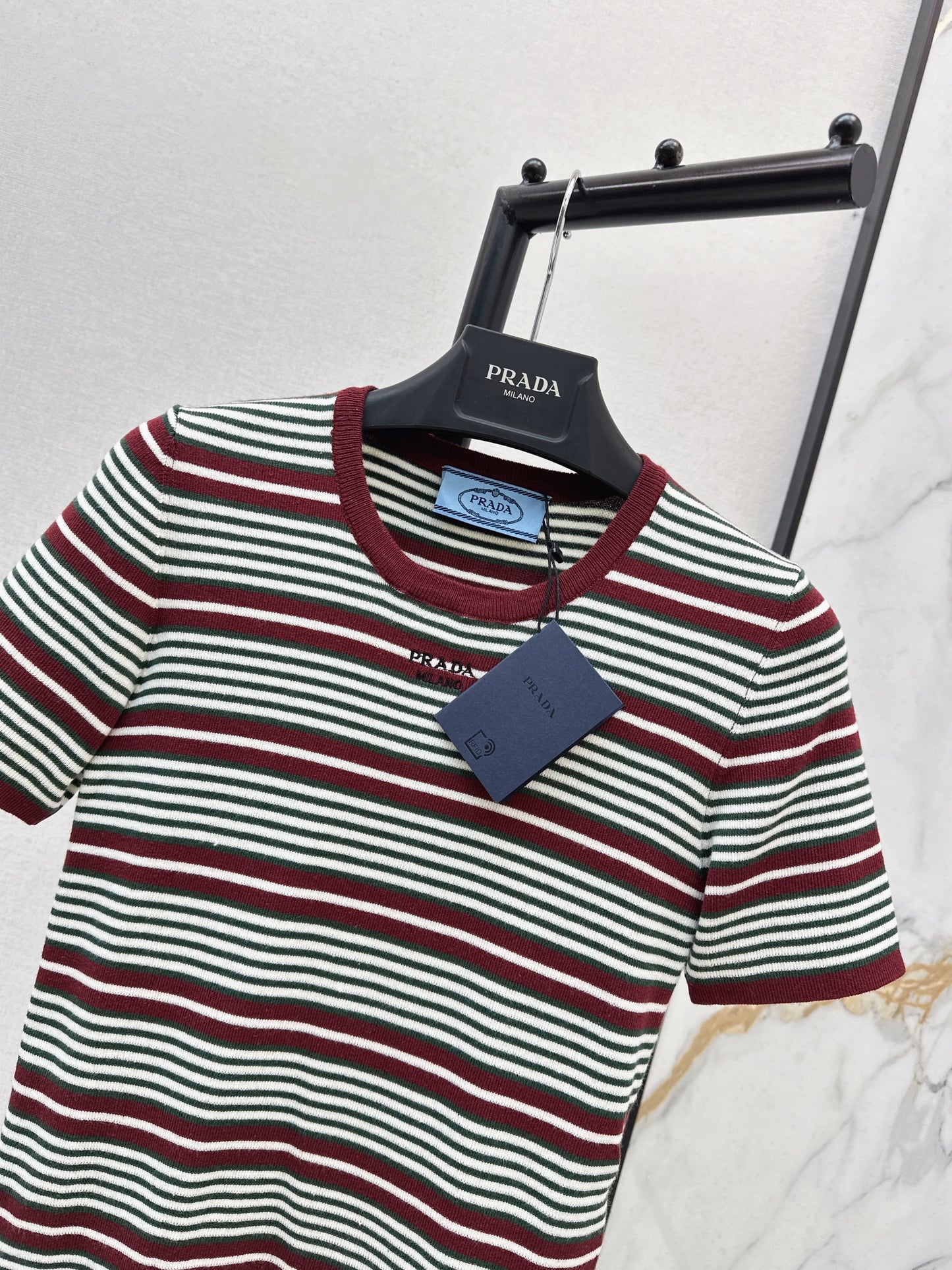 Embroidered Striped Short-Sleeve T-Shirt