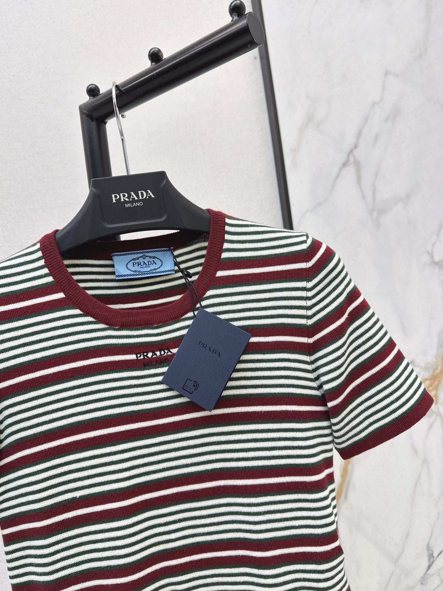 Embroidered Striped Short-Sleeve T-Shirt