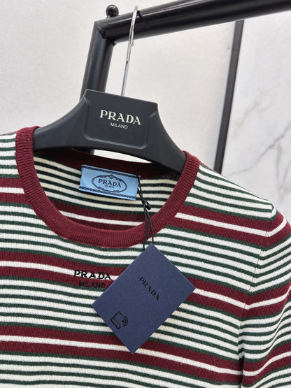 Embroidered Striped Short-Sleeve T-Shirt