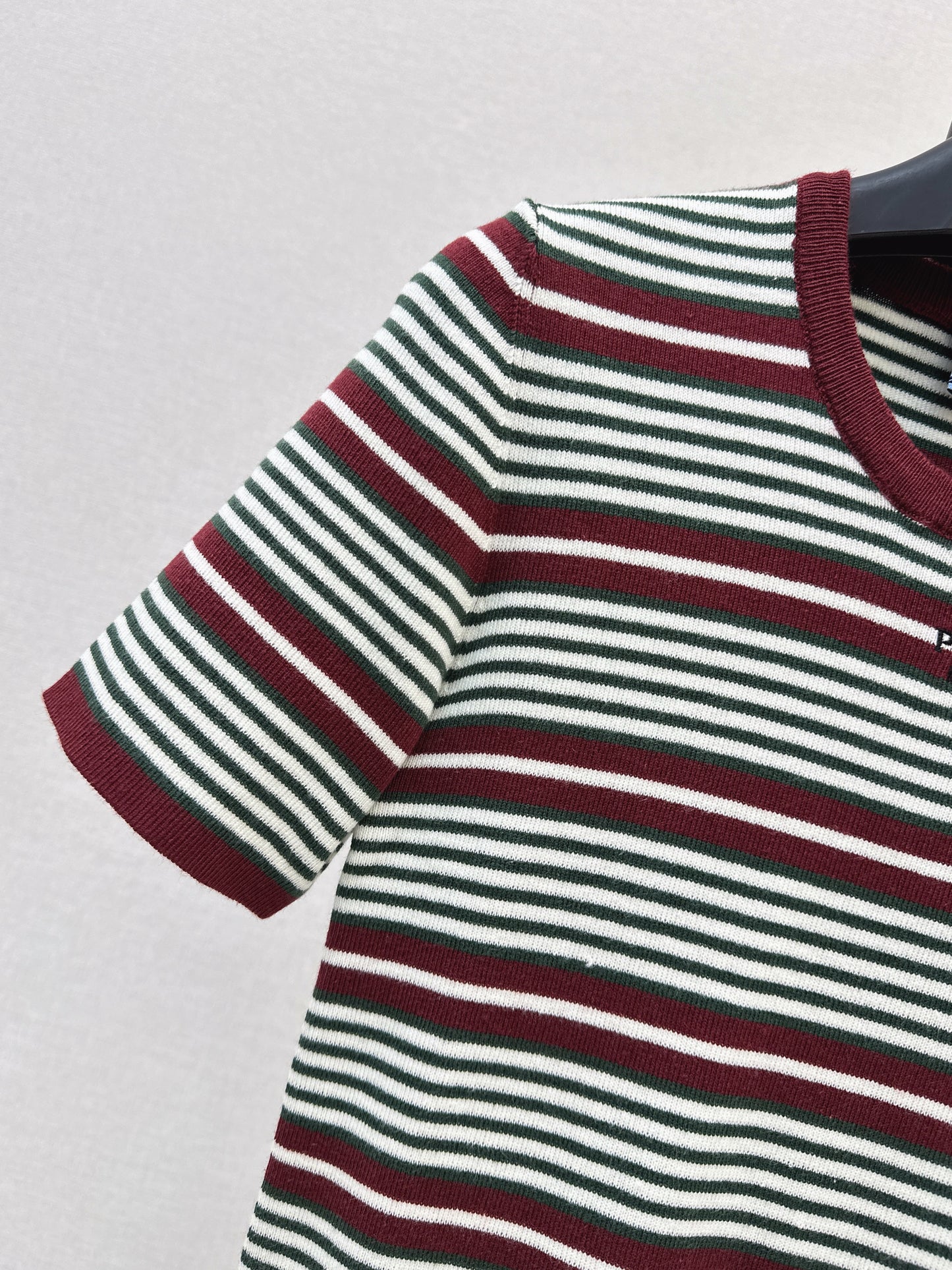 Embroidered Striped Short-Sleeve T-Shirt