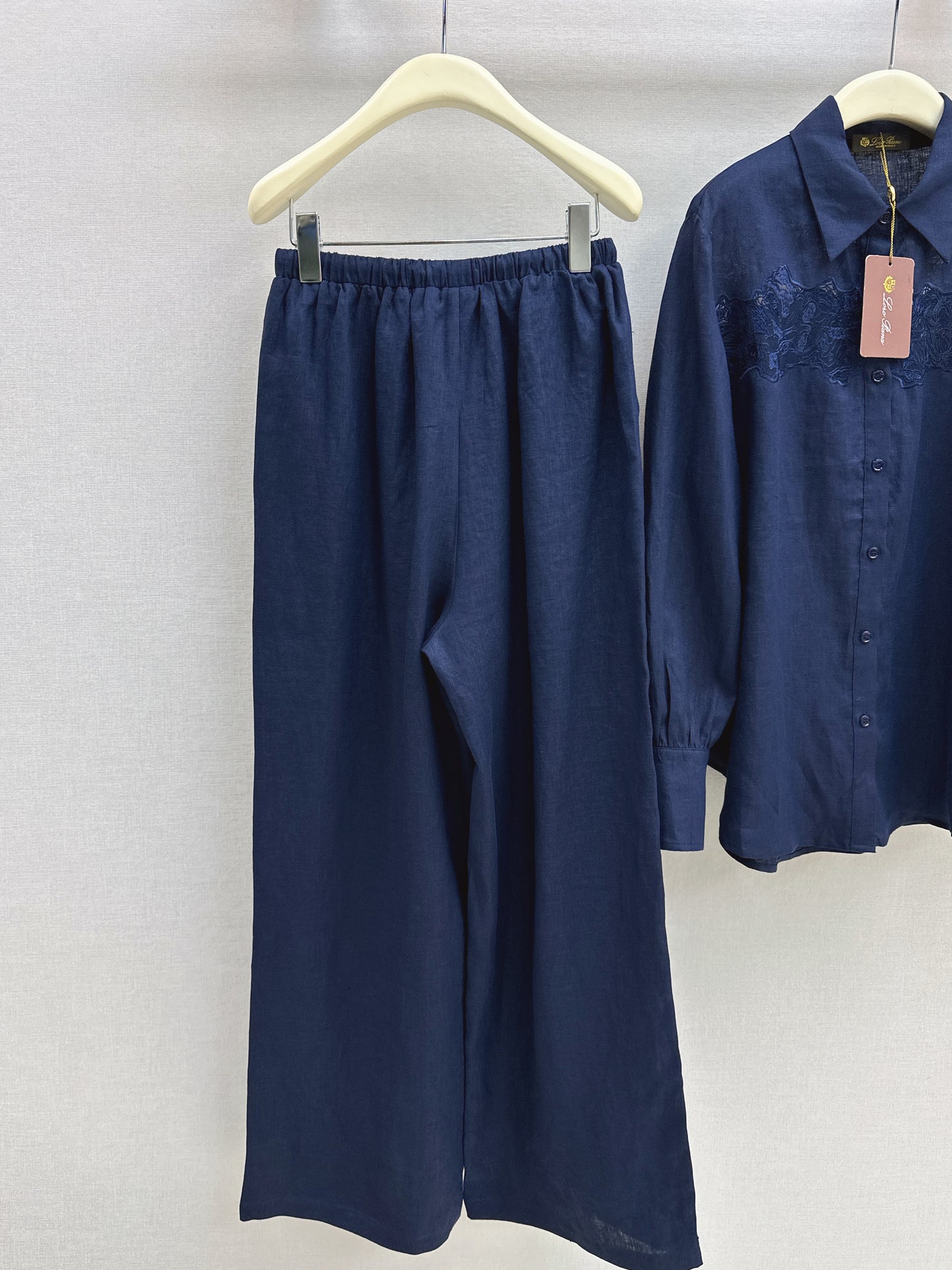 Lace-trimmed Linen Suit