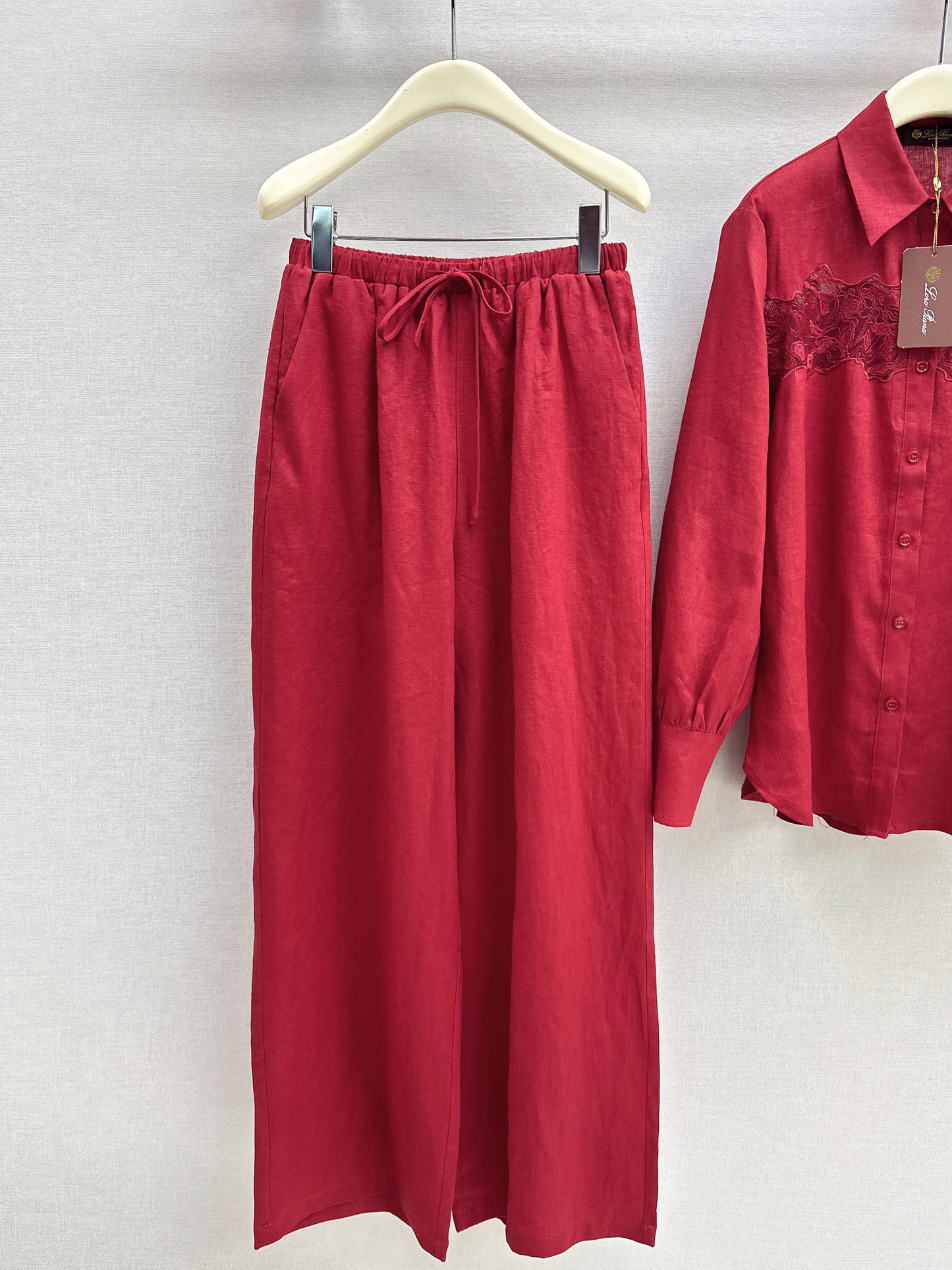 Lace-trimmed Linen Suit