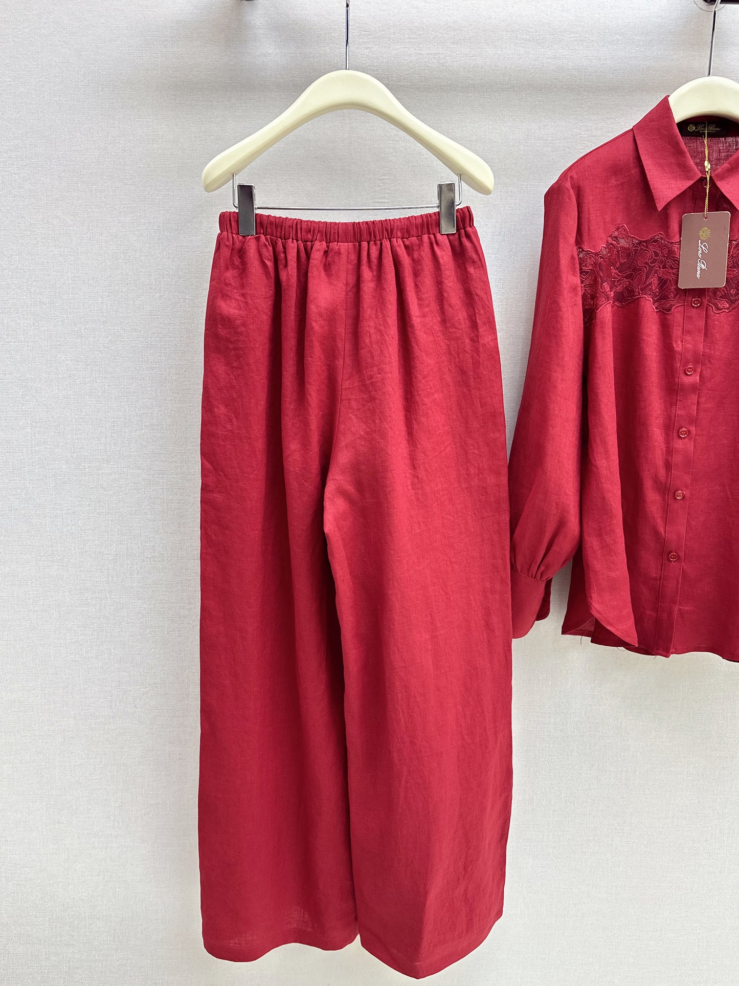 Lace-trimmed Linen Suit