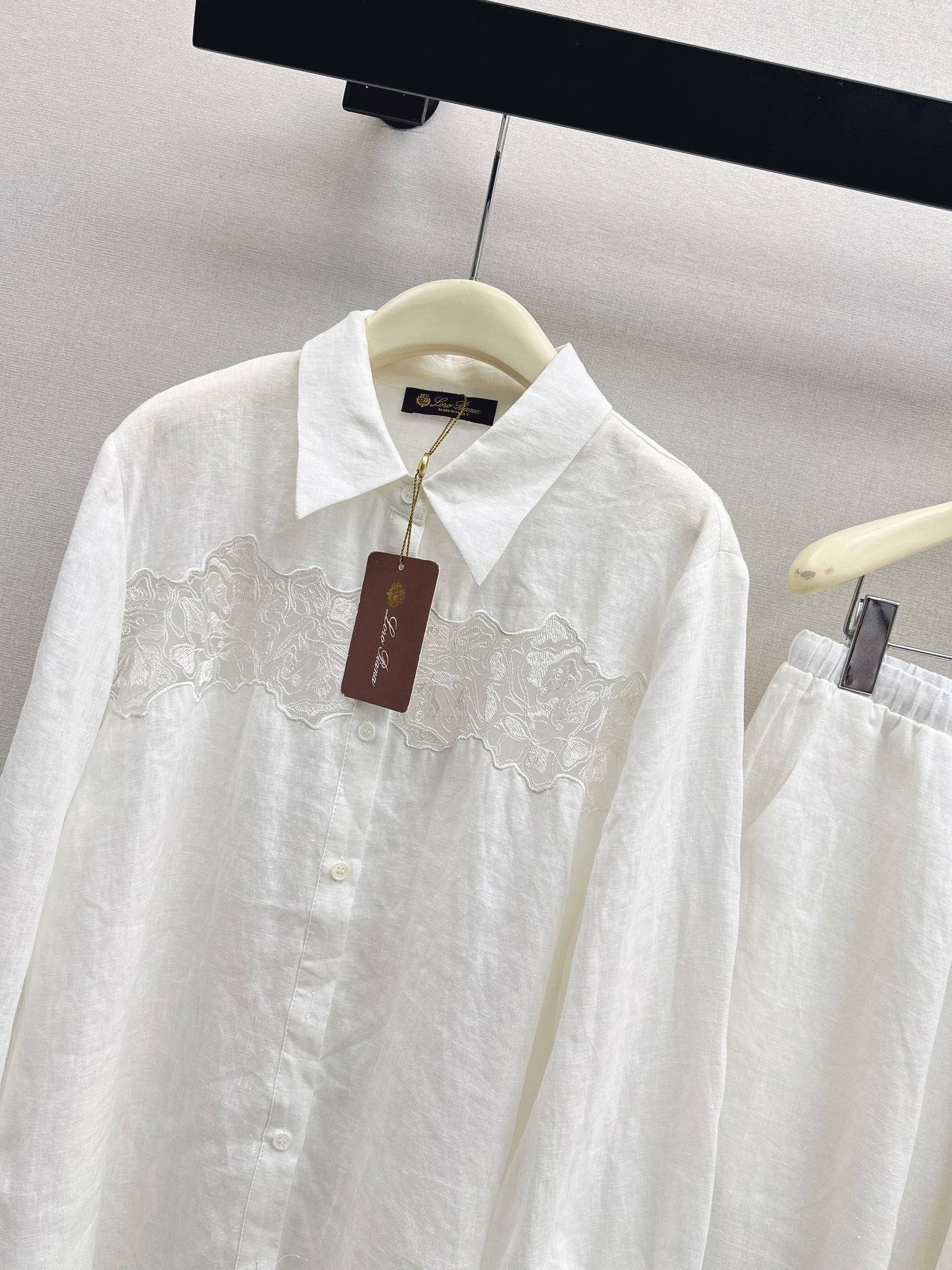 Lace-trimmed Linen Suit