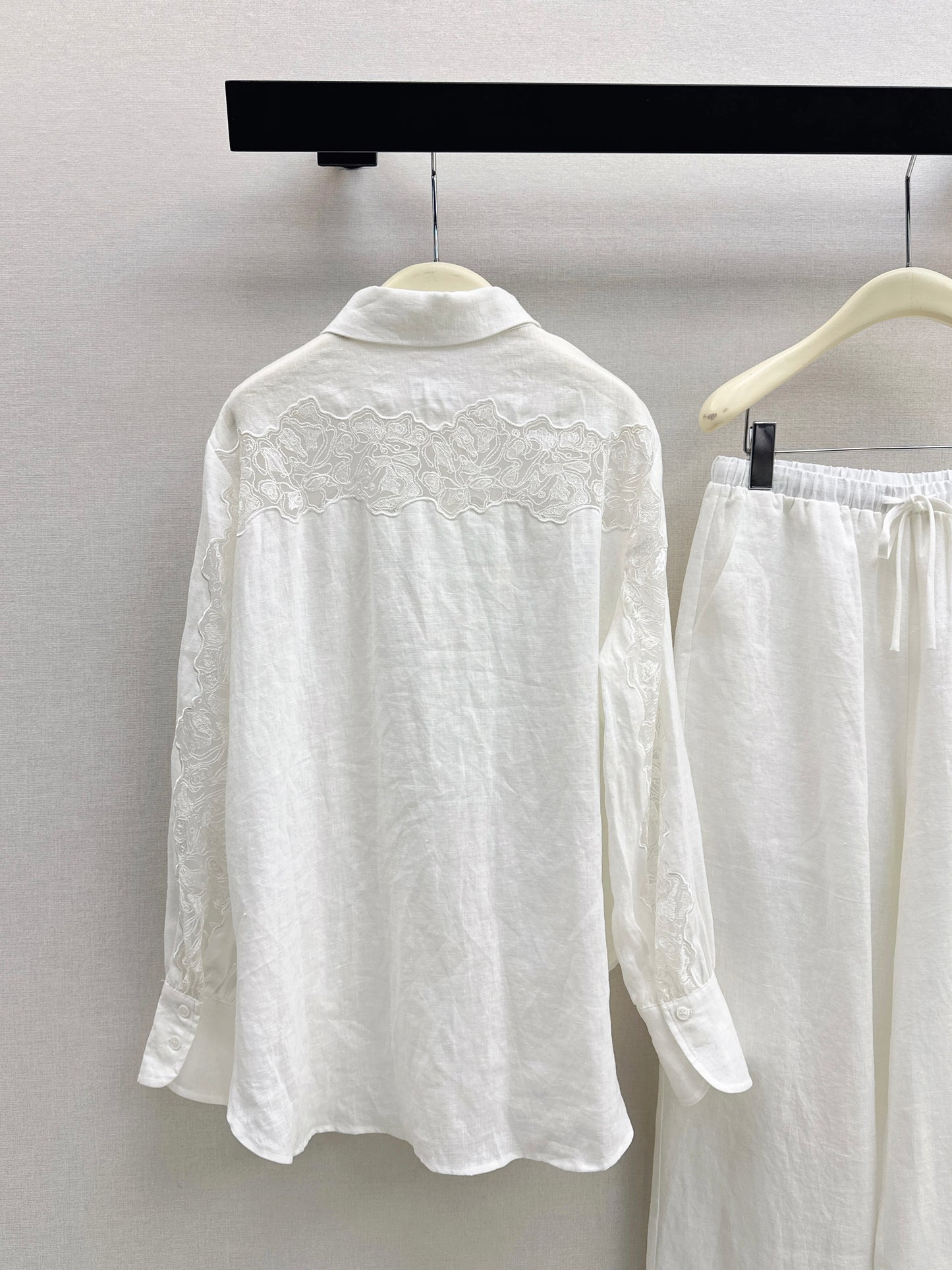Lace-trimmed Linen Suit