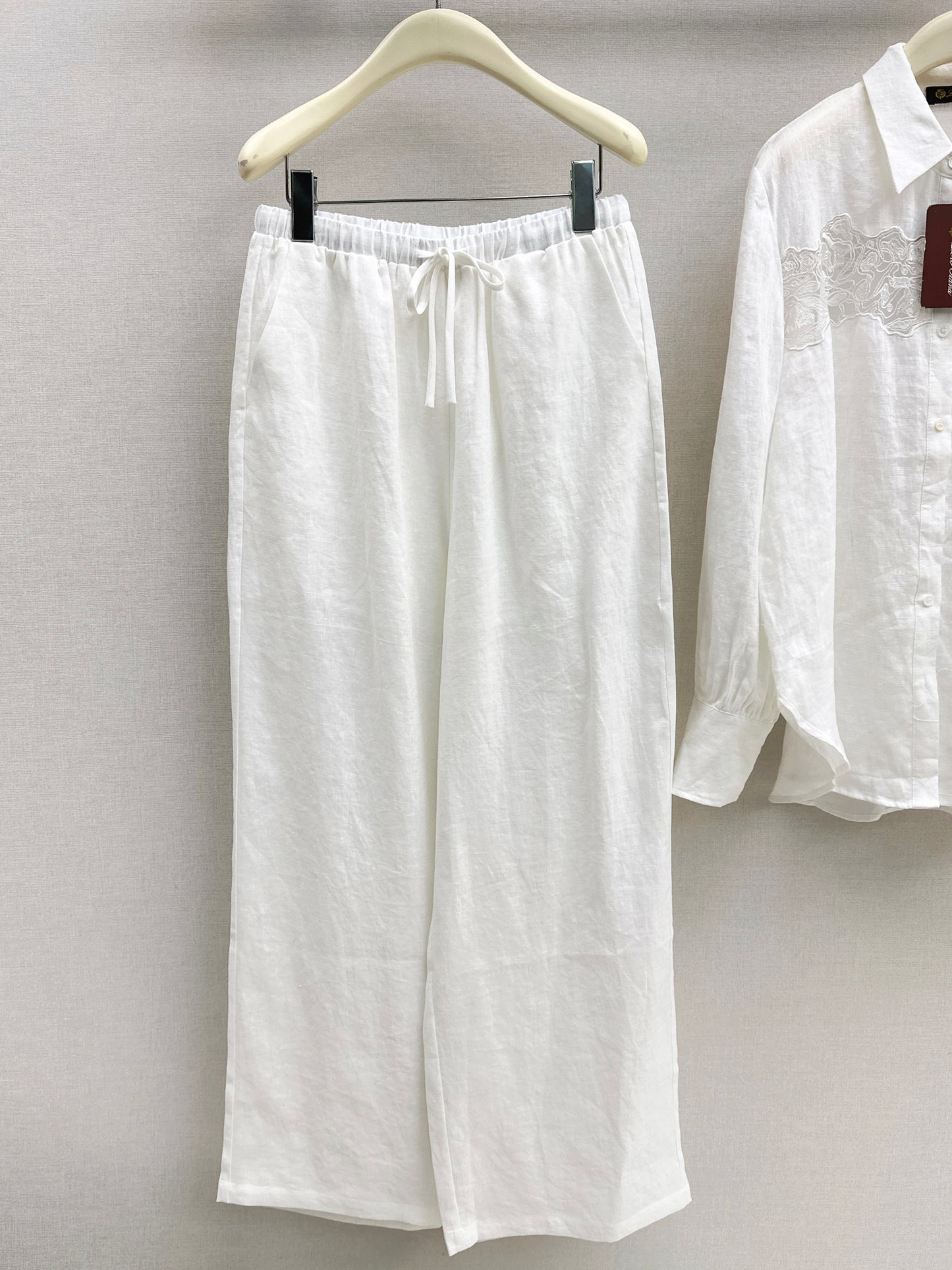 Lace-trimmed Linen Suit