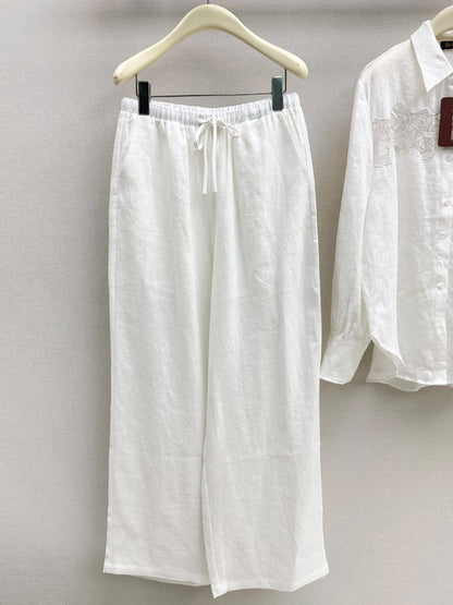 Lace-trimmed Linen Suit