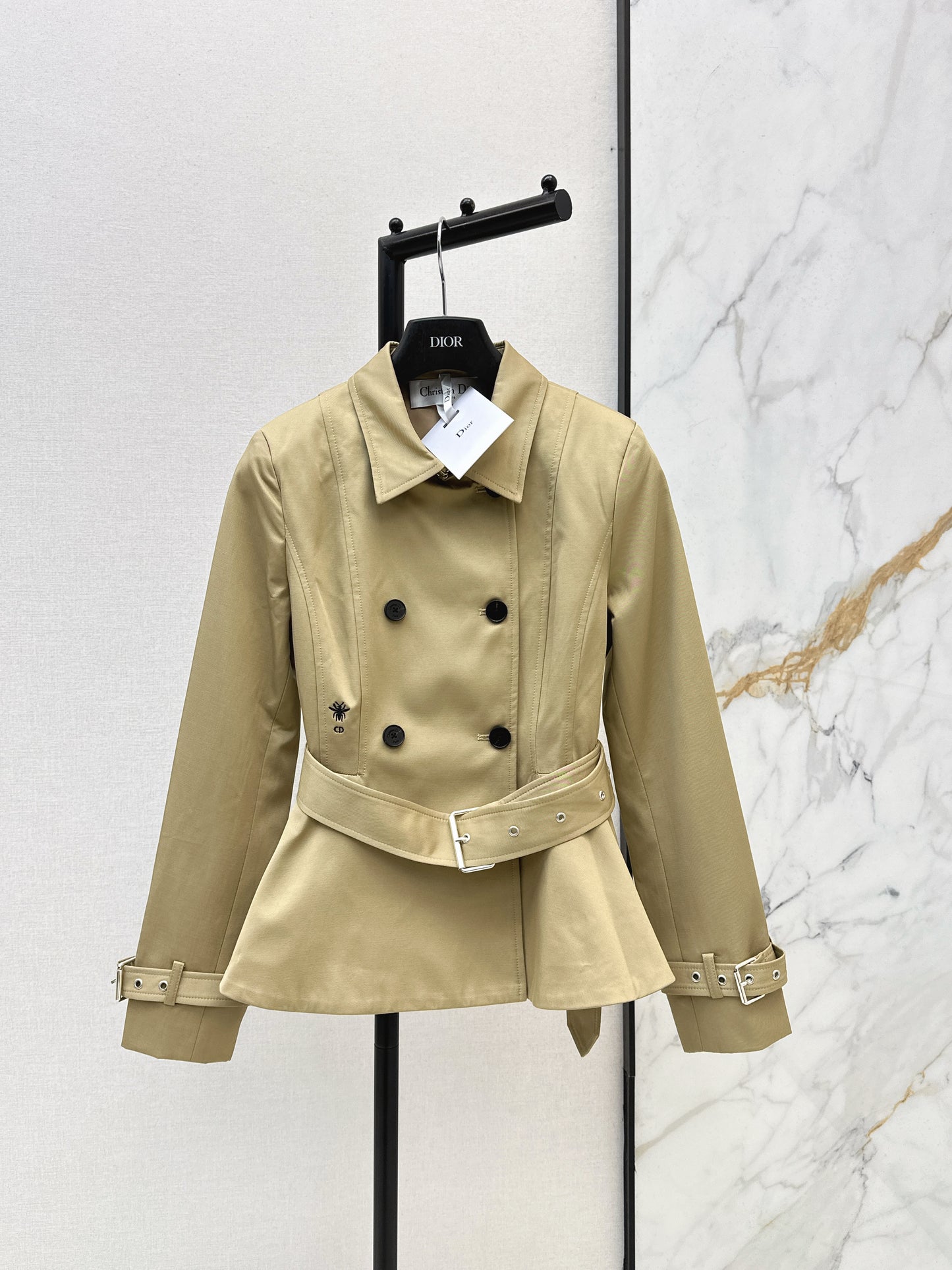 Bee Embroidered Trench Coat