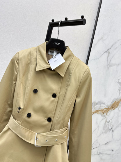 Bee Embroidered Trench Coat