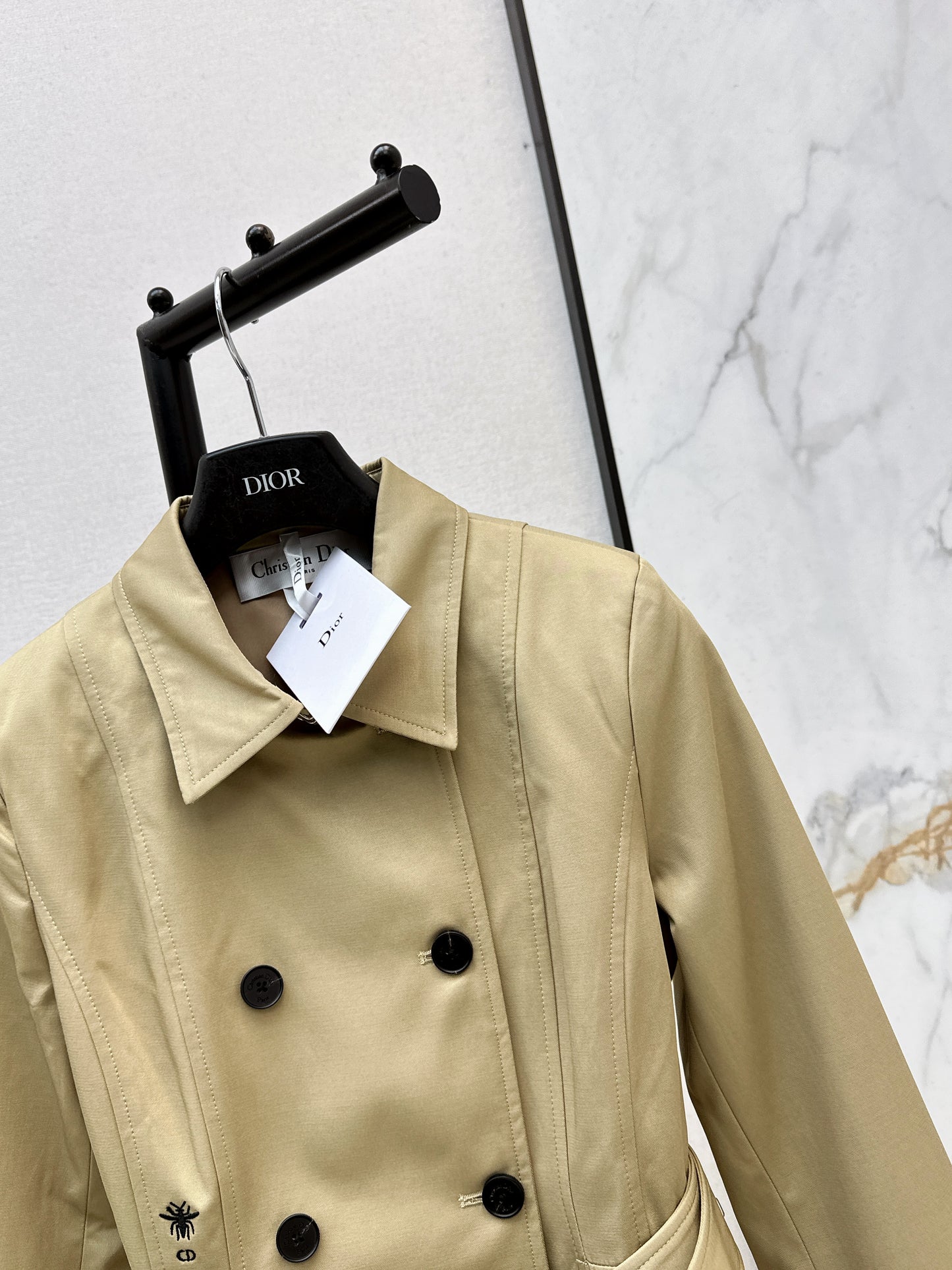 Bee Embroidered Trench Coat