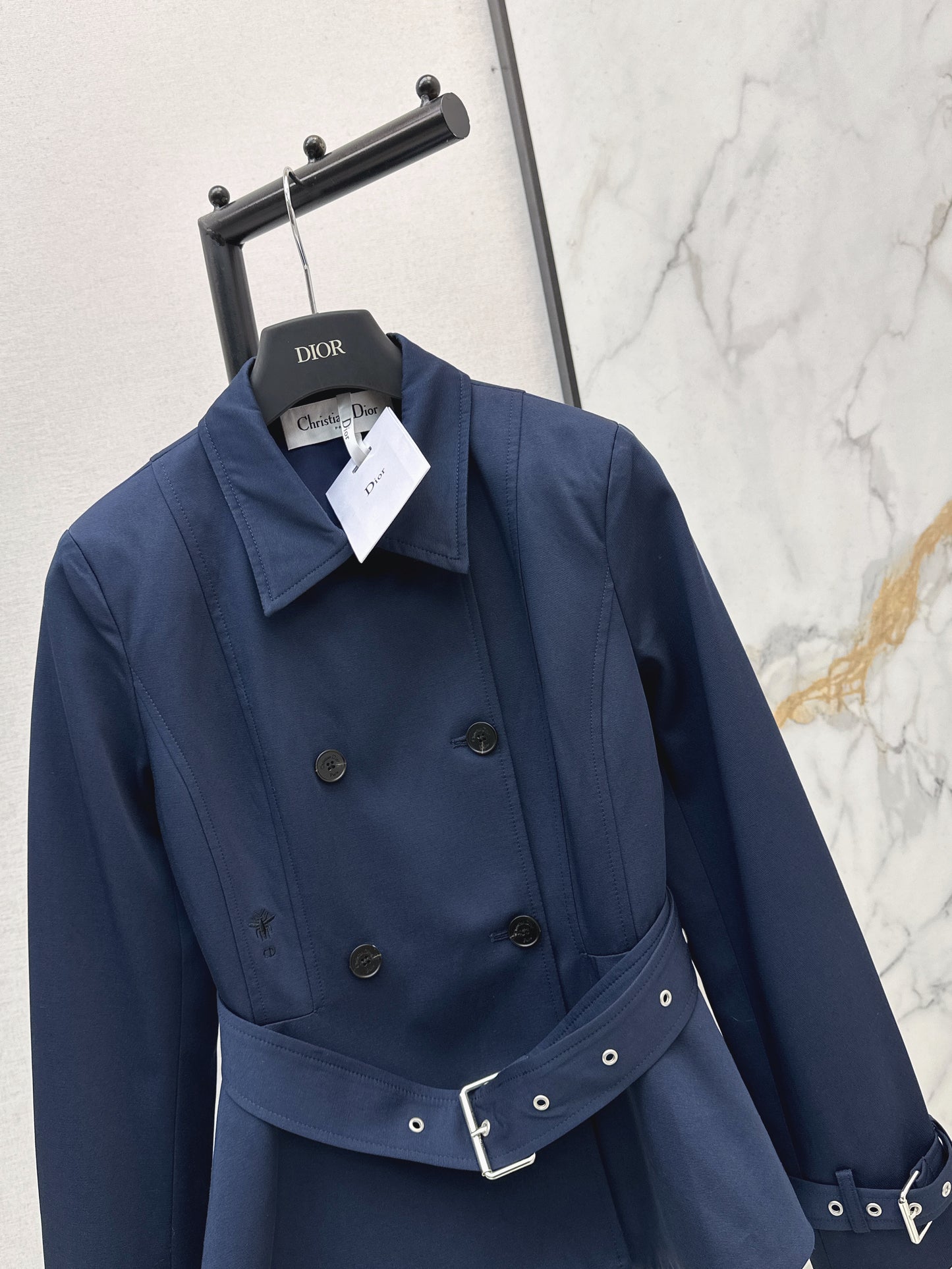 Bee Embroidered Trench Coat
