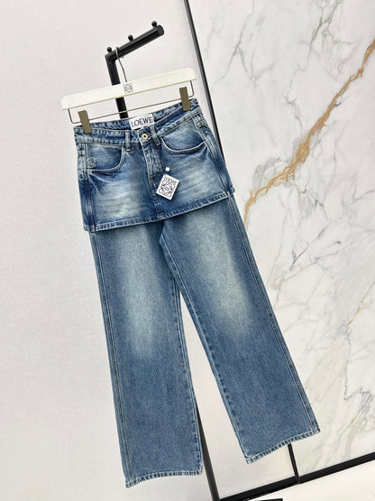 Faux Two-Piece Denim Pants