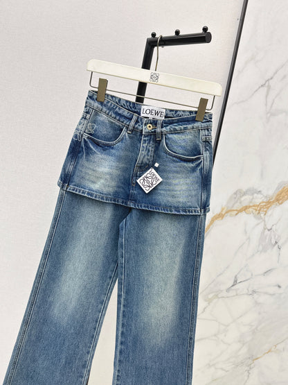 Faux Two-Piece Denim Pants