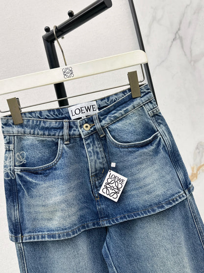 Faux Two-Piece Denim Pants