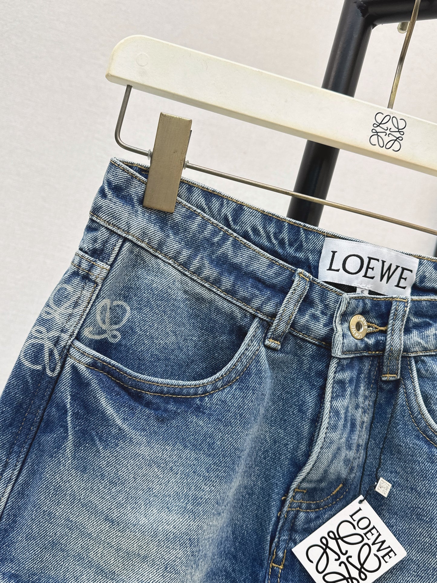 Faux Two-Piece Denim Pants