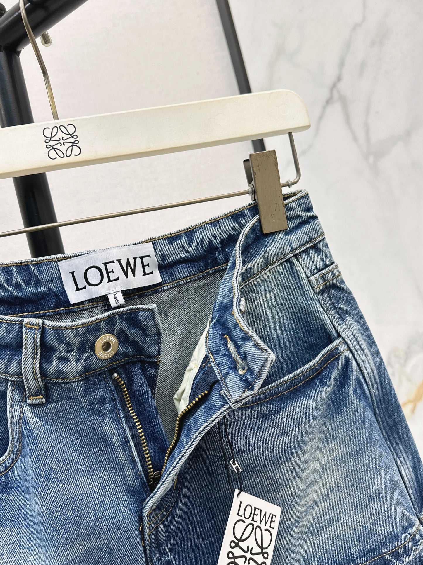 Faux Two-Piece Denim Pants
