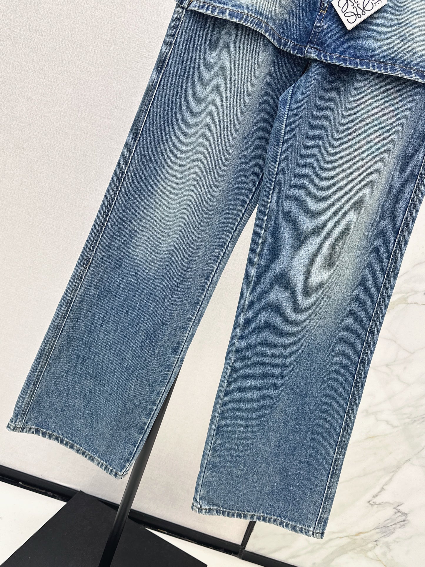 Faux Two-Piece Denim Pants