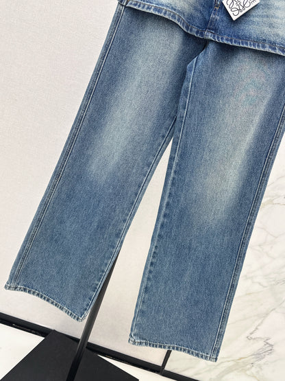 Faux Two-Piece Denim Pants