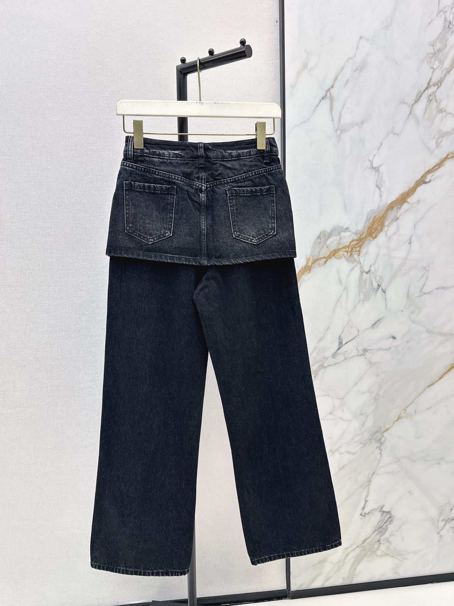Faux Two-Piece Denim Pants