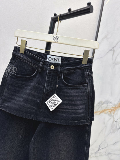 Faux Two-Piece Denim Pants