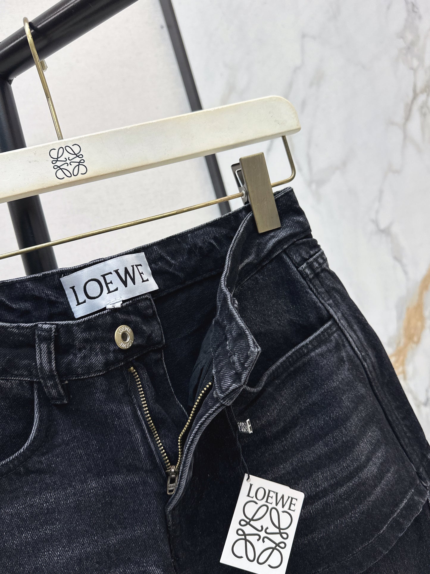 Faux Two-Piece Denim Pants