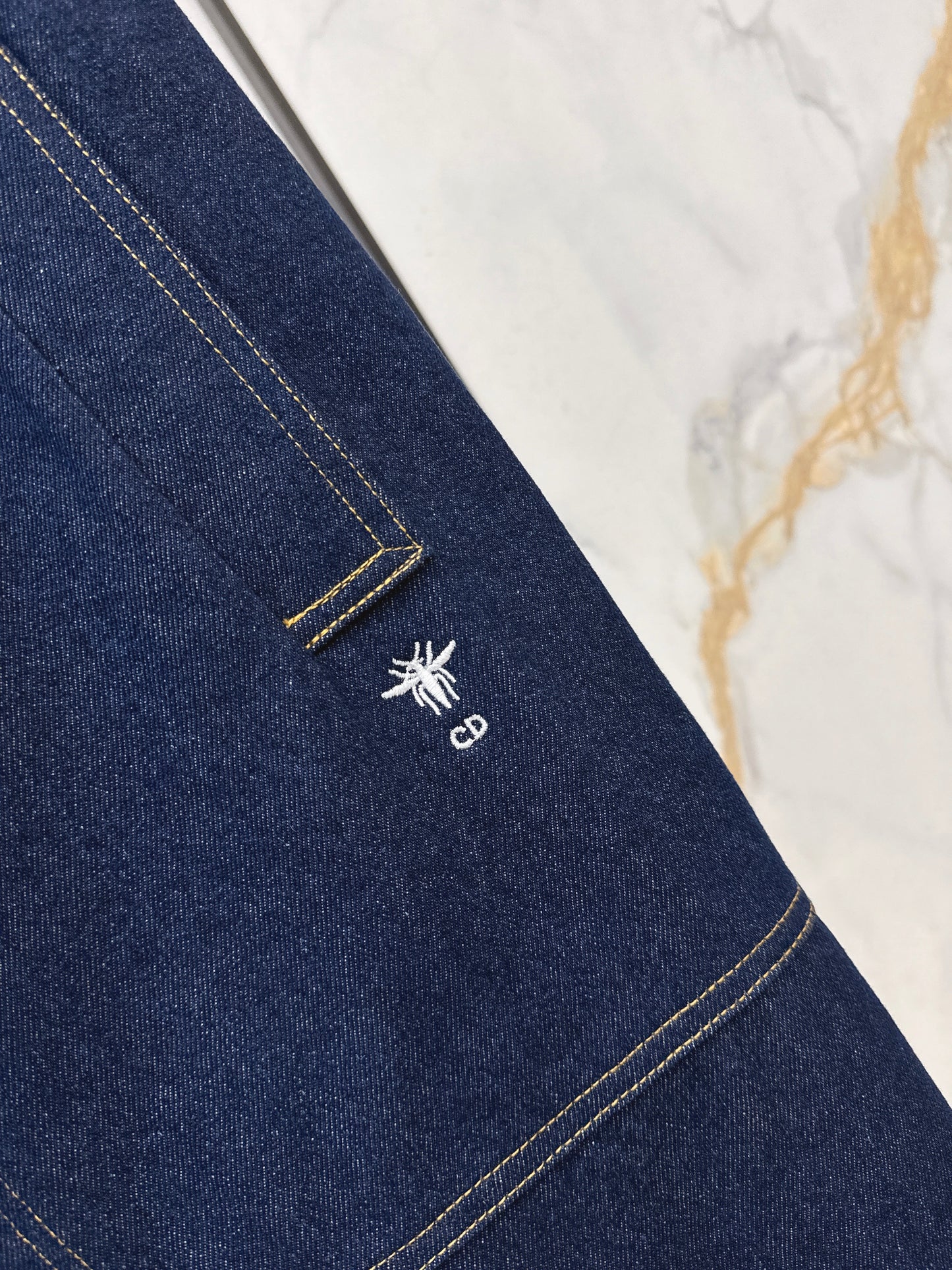 Monogram Canvas Belt Denim Midi Skirt