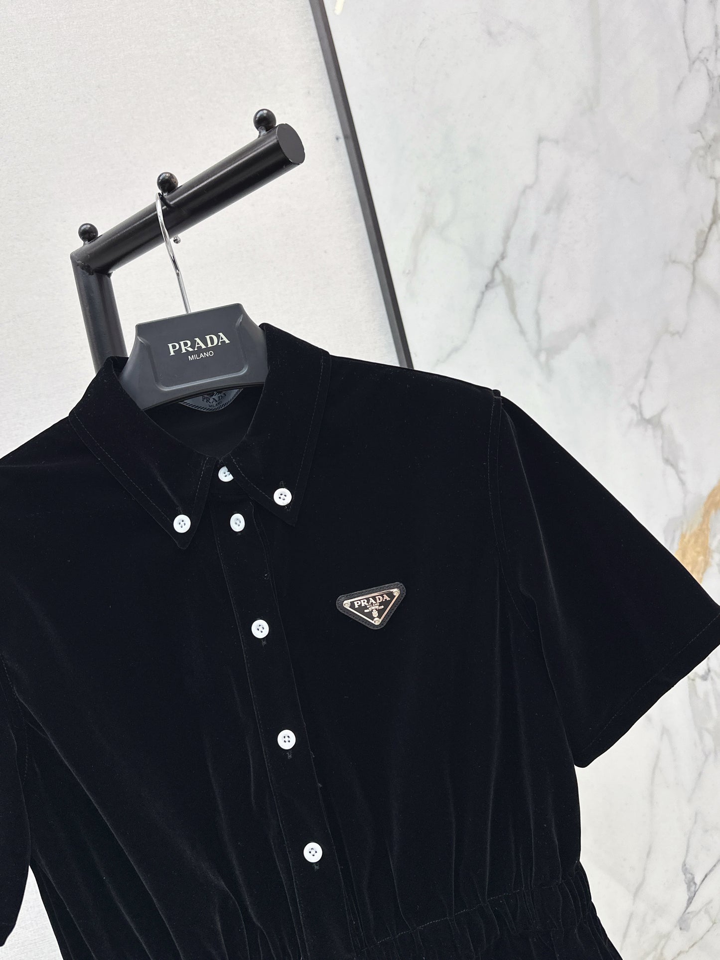Triangle logo collared dress