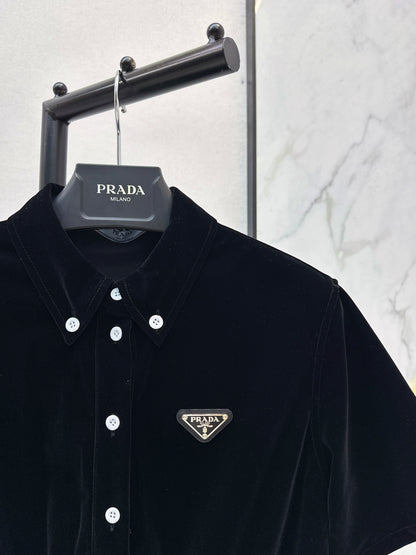 Triangle logo collared dress