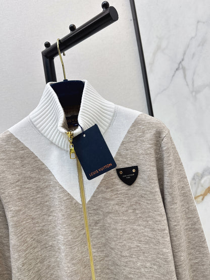 Stand-up collar knit sweater