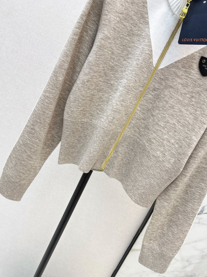 Stand-up collar knit sweater