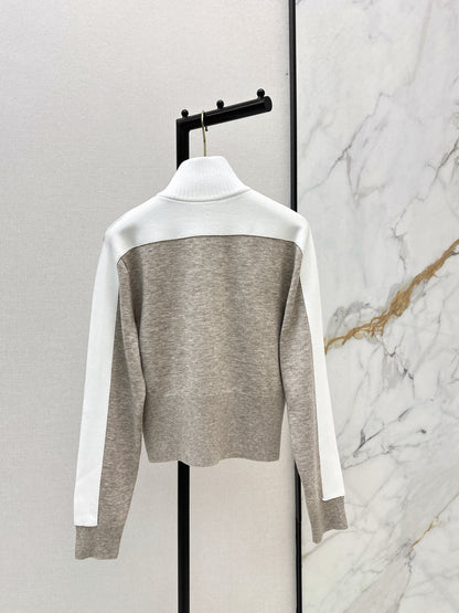 Stand-up collar knit sweater