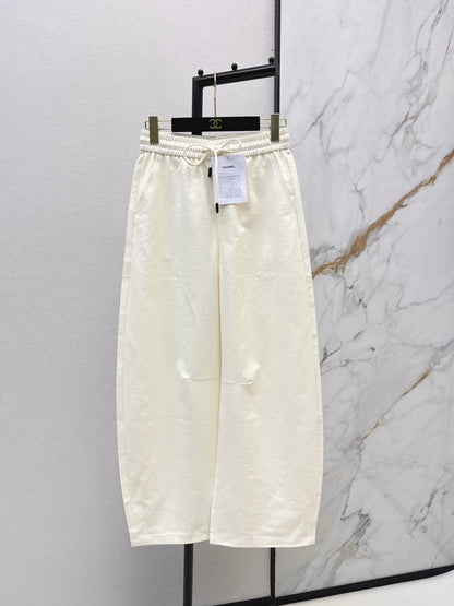 Pure Cotton Curved Wide-Leg Pants