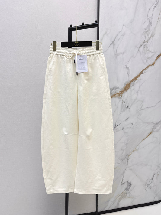 Pure Cotton Curved Wide-Leg Pants