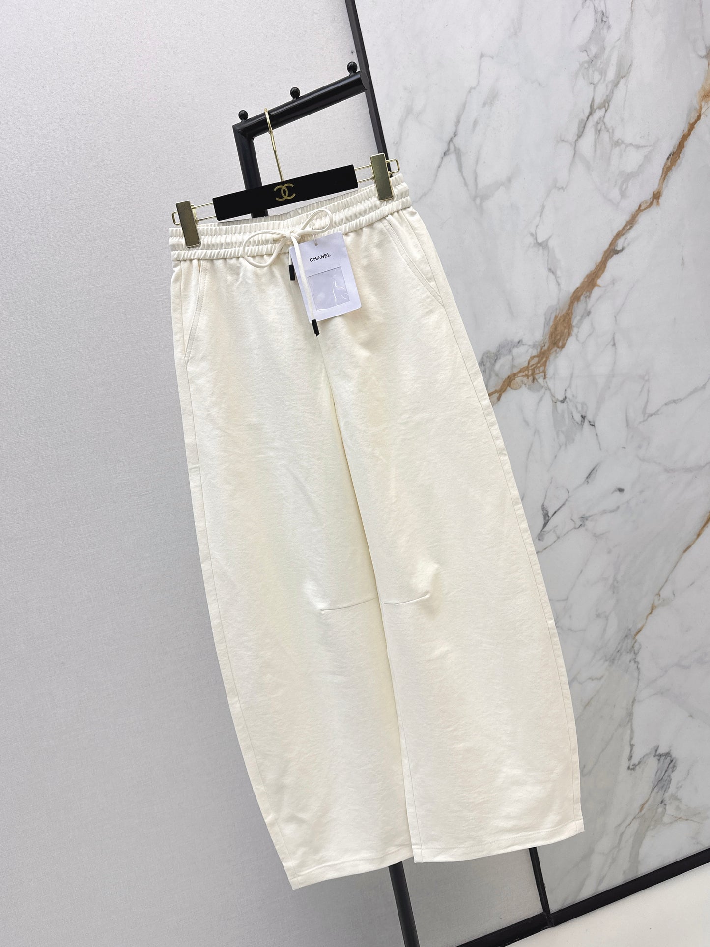 Pure Cotton Curved Wide-Leg Pants