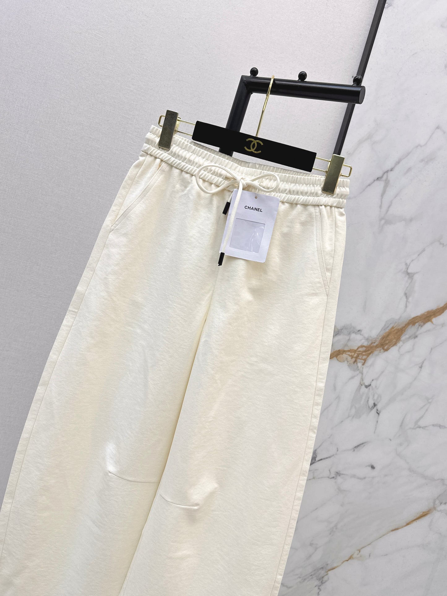 Pure Cotton Curved Wide-Leg Pants