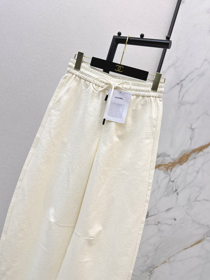 Pure Cotton Curved Wide-Leg Pants