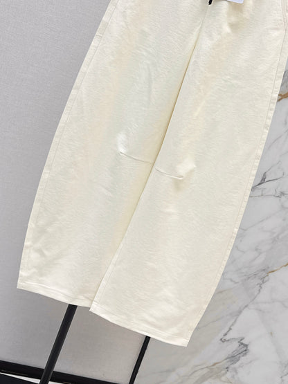 Pure Cotton Curved Wide-Leg Pants