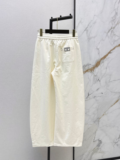 Pure Cotton Curved Wide-Leg Pants