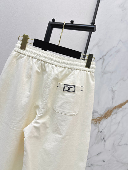 Pure Cotton Curved Wide-Leg Pants