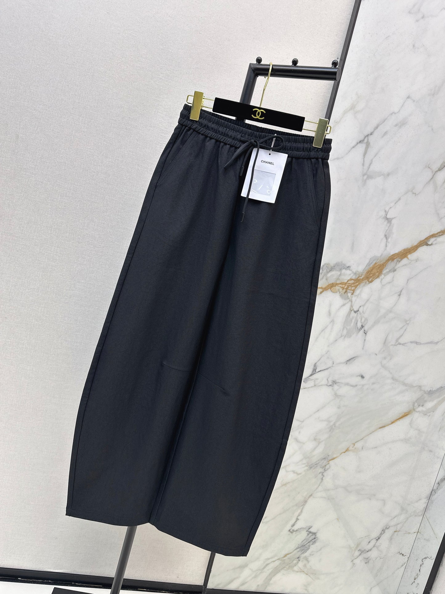 Pure Cotton Curved Wide-Leg Pants